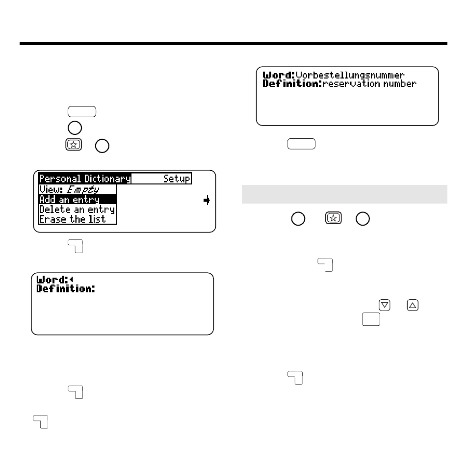 Using the personal dictionary | Franklin Deutsch-Englisch Professor PLUS None User Manual | Page 16 / 26