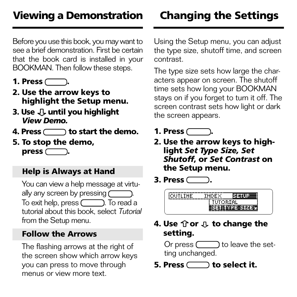 Viewing a demonstration, Changing the settings, Viewing a demonstration changing the settings | Franklin NND-2063 User Manual | Page 7 / 20