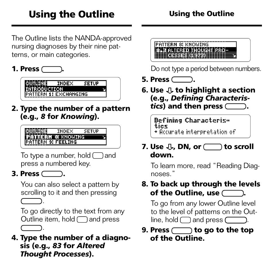 Using the outline | Franklin NND-2063 User Manual | Page 8 / 20