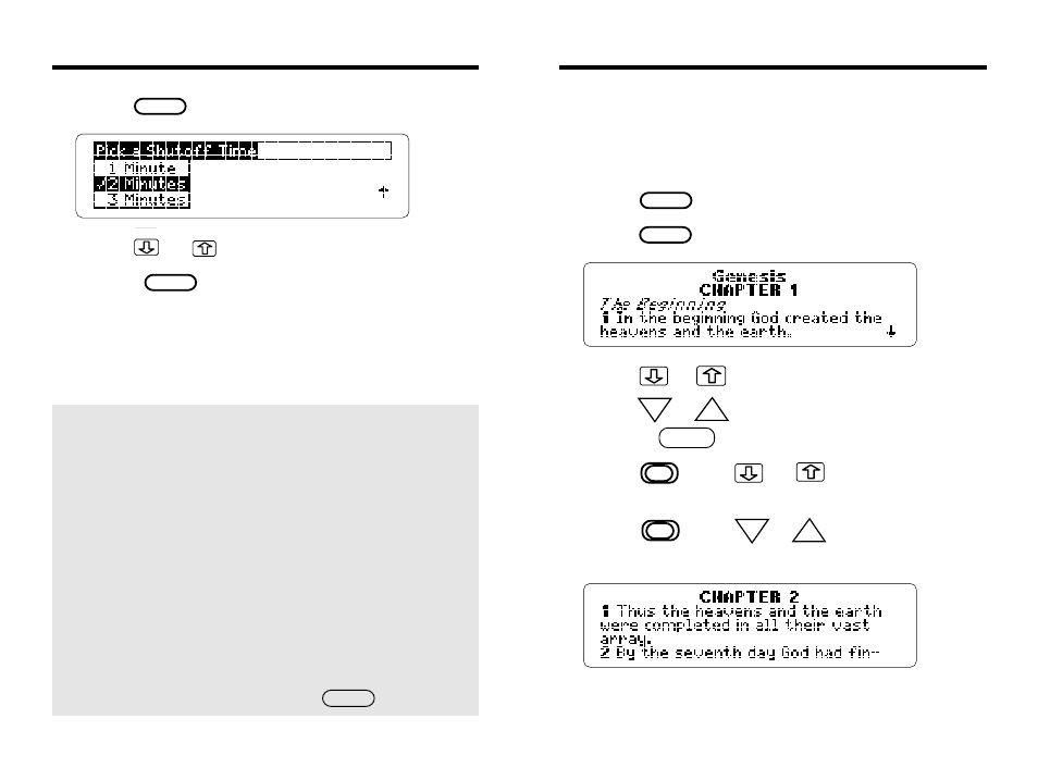 Reading the bible, Understanding times and sizes, Backing up | Franklin IC-121 User Manual | Page 12 / 42