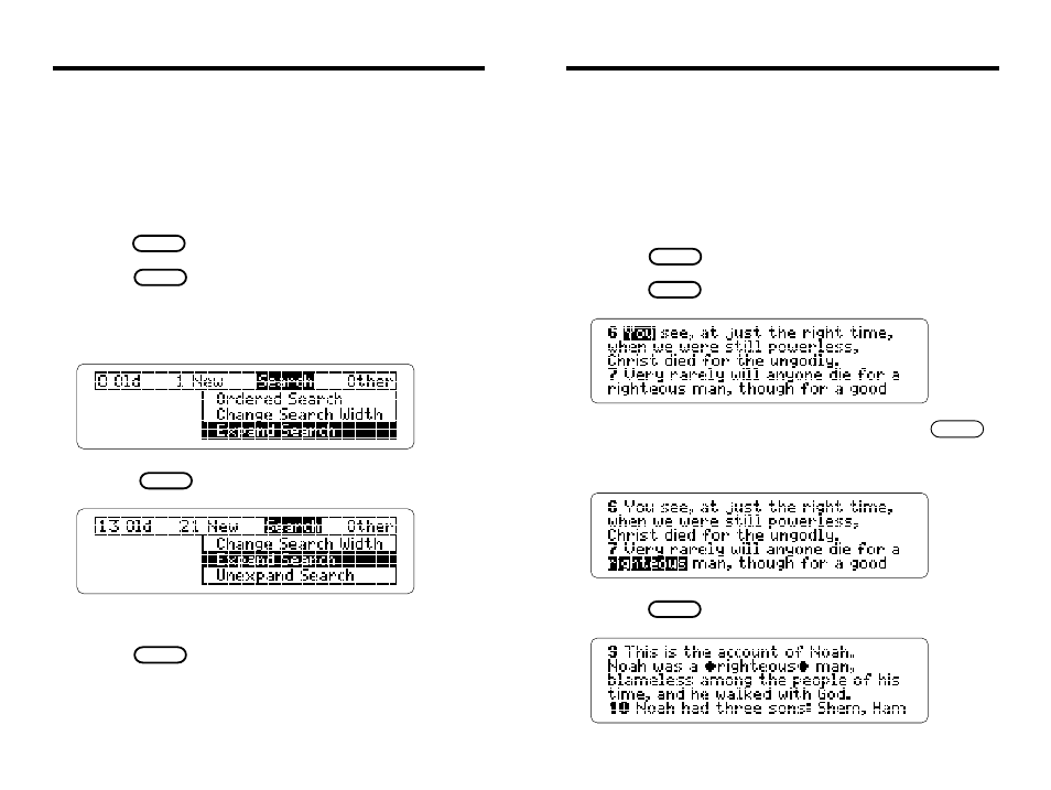 Expanding searches, Picking search words | Franklin IC-121 User Manual | Page 19 / 42