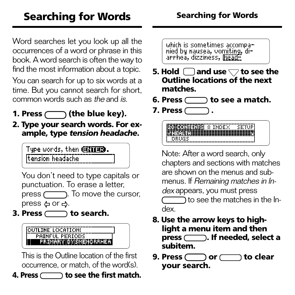 Searching for words | Franklin GWH-2055 User Manual | Page 11 / 21