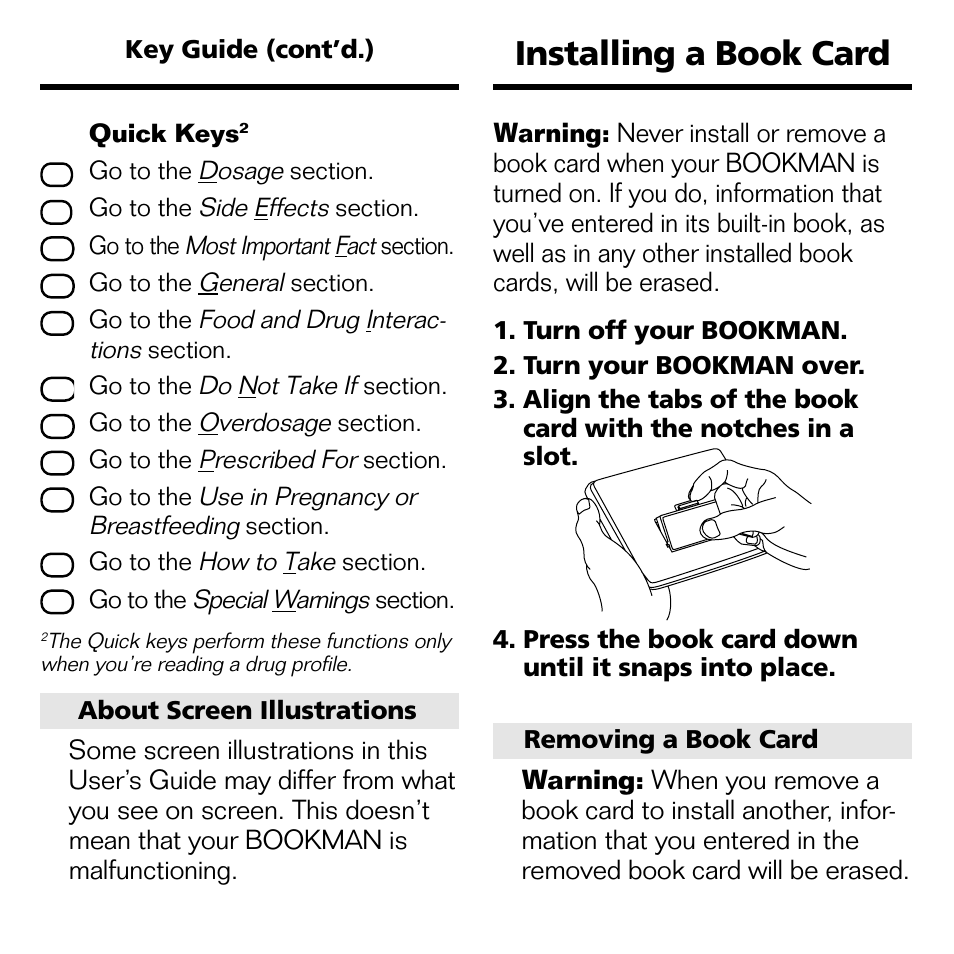 Installing a book card | Franklin GWH-2055 User Manual | Page 5 / 21