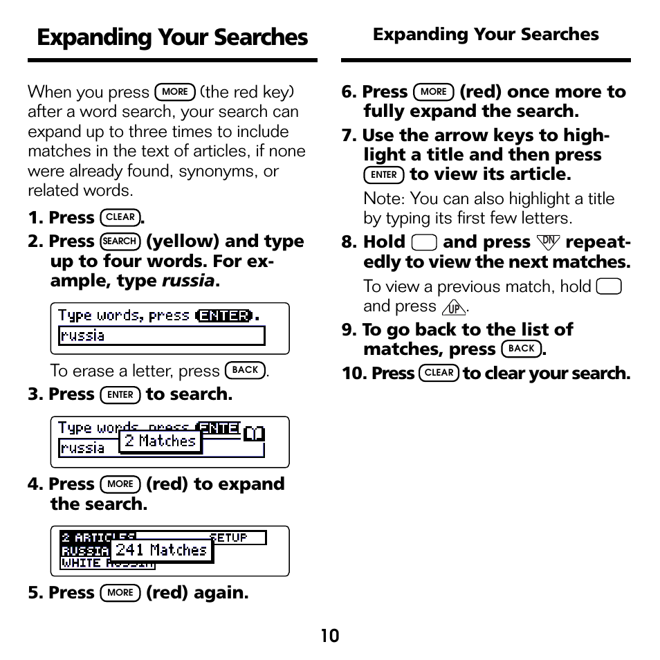 Expanding your searches | Franklin EMQ-2061 User Manual | Page 11 / 19