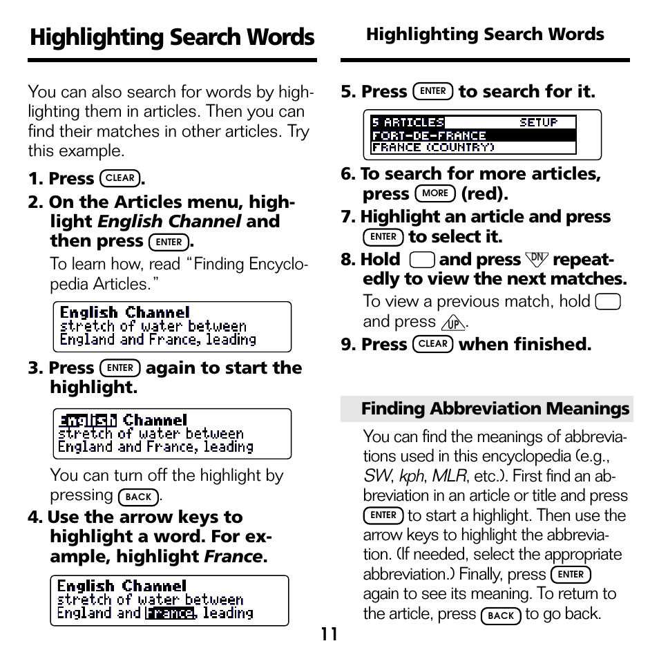 Highlighting search words | Franklin EMQ-2061 User Manual | Page 12 / 19