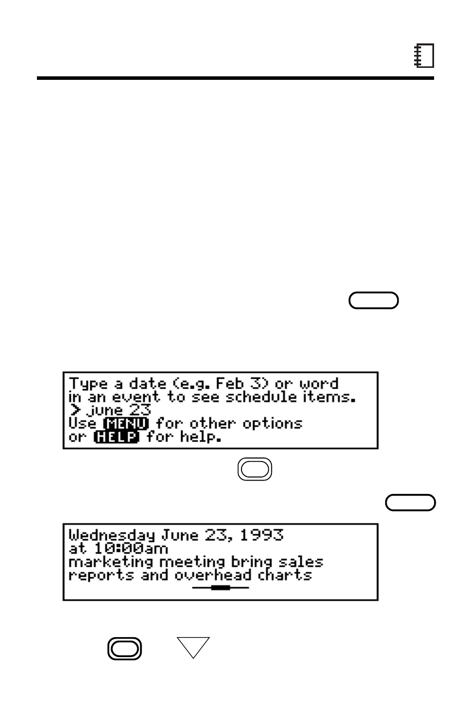 Finding schedule entries, Searching for entries | Franklin IC-107 User Manual | Page 24 / 79