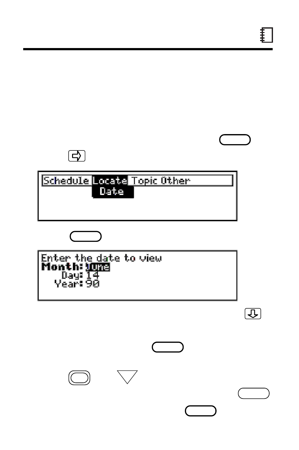 Locating entries | Franklin IC-107 User Manual | Page 26 / 79