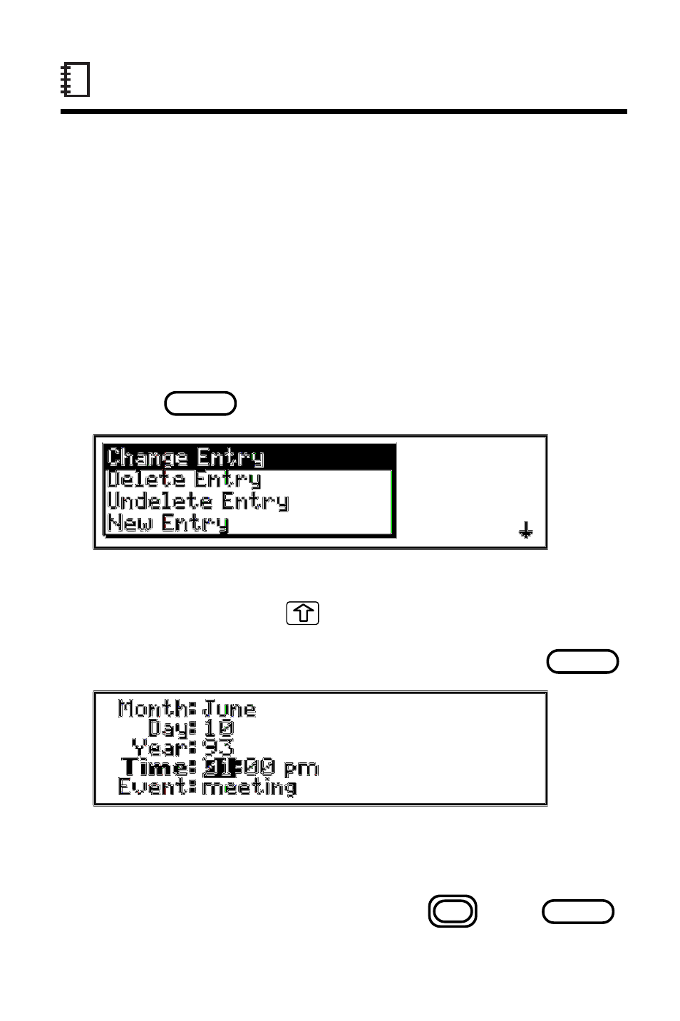 Changing schedule entries | Franklin IC-107 User Manual | Page 29 / 79