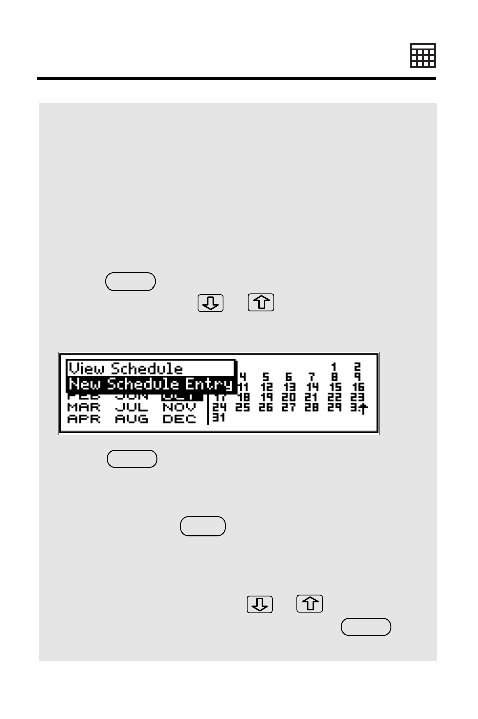 Making schedule entries from calendars | Franklin IC-107 User Manual | Page 36 / 79