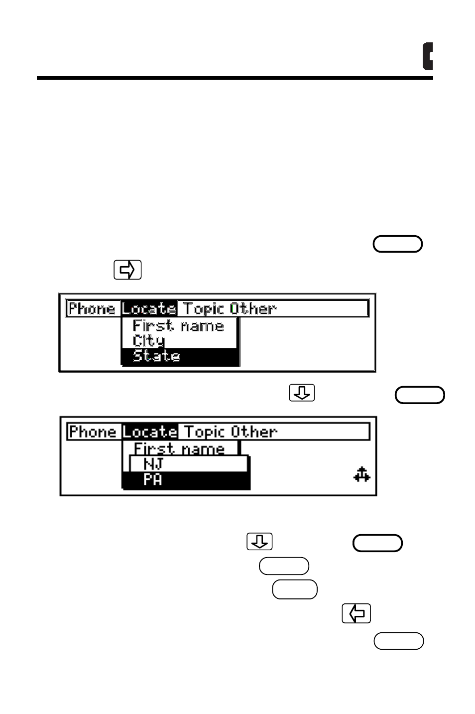 Locating entries | Franklin IC-107 User Manual | Page 42 / 79