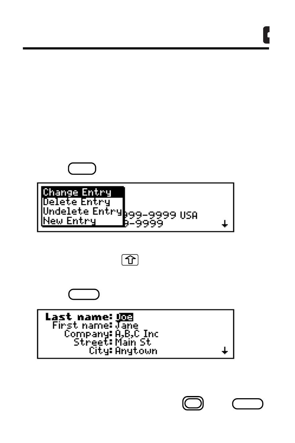 Changing phone book entries | Franklin IC-107 User Manual | Page 44 / 79