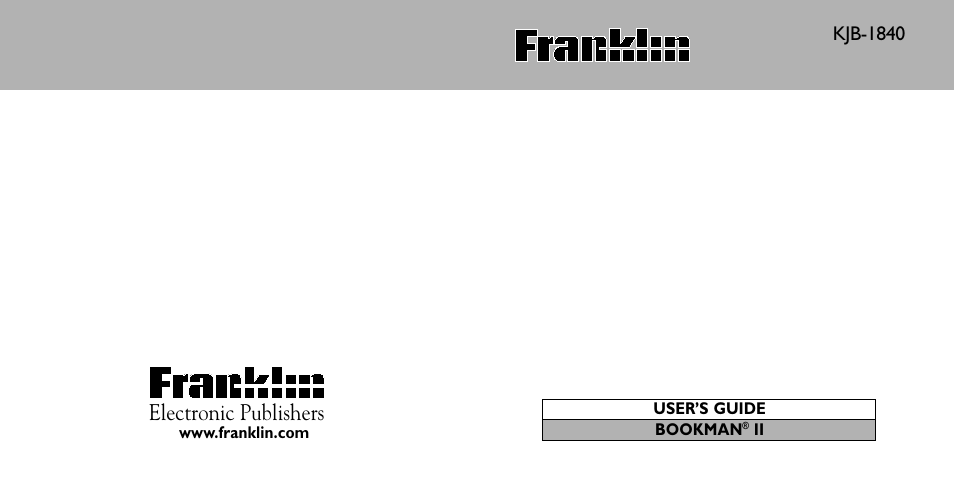 Franklin BOOKMAN II KJB-1840 User Manual | 25 pages