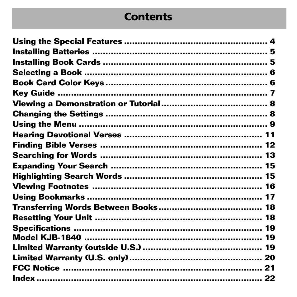 Franklin BOOKMAN II KJB-1840 User Manual | Page 3 / 25