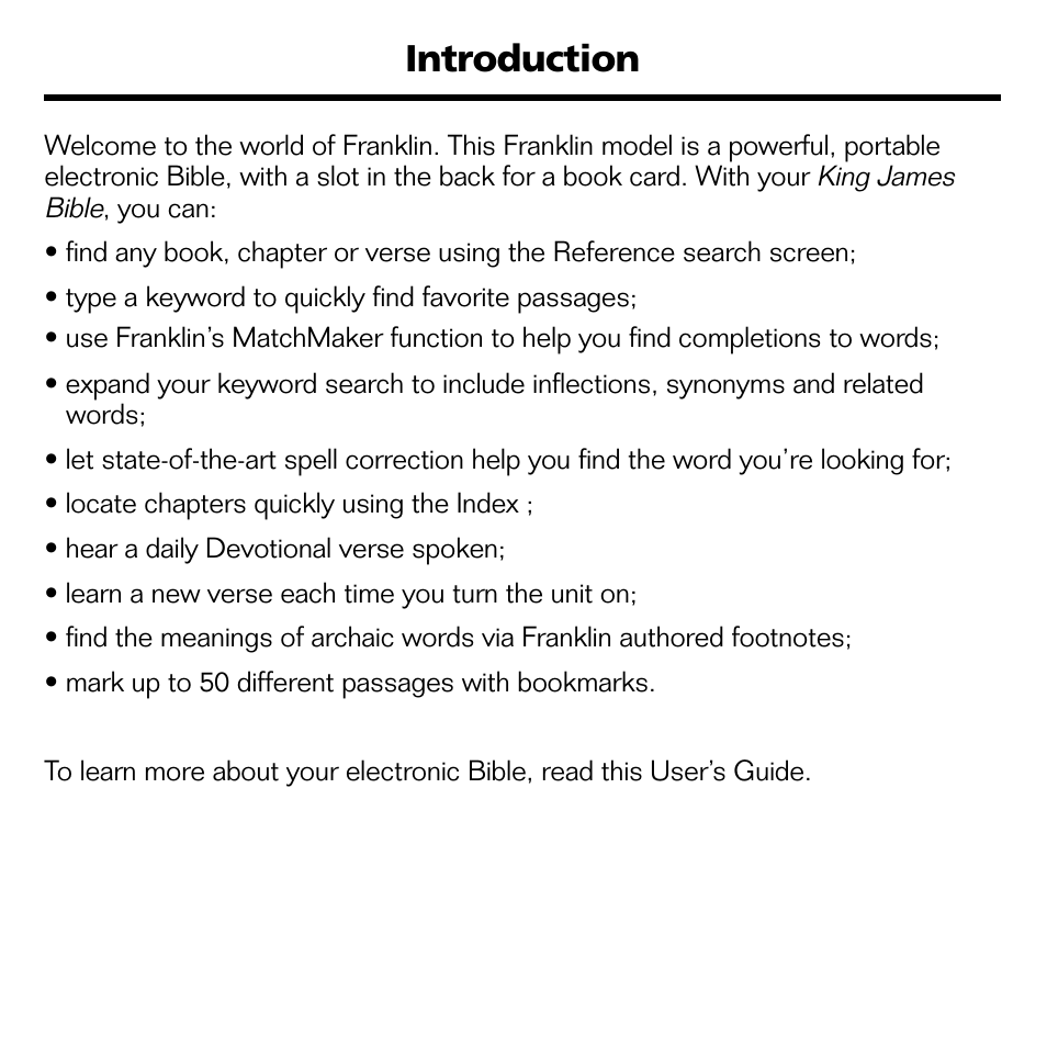 Introduction | Franklin BOOKMAN II KJB-1840 User Manual | Page 4 / 25