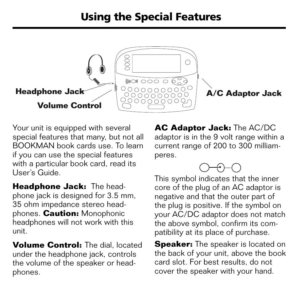 Using the special features | Franklin BOOKMAN II KJB-1840 User Manual | Page 5 / 25