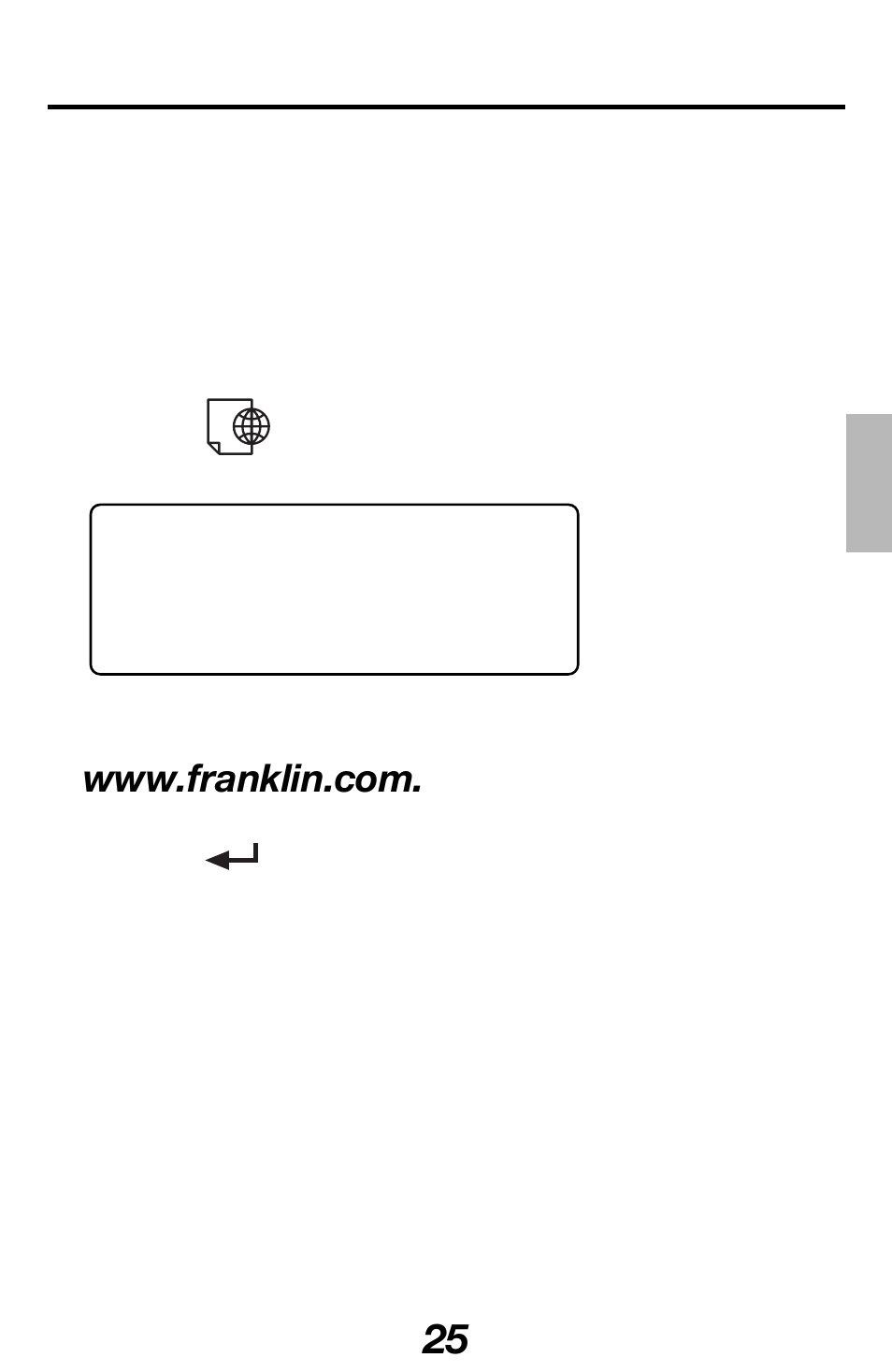 Using the internet directory, Entering an internet record | Franklin RF-512 User Manual | Page 26 / 52