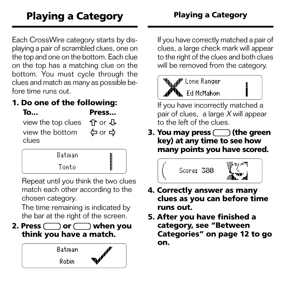 Playing a category | Franklin XGT-2043 User Manual | Page 12 / 24