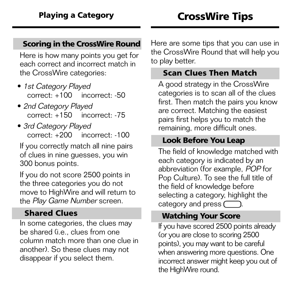 Crosswire tips | Franklin XGT-2043 User Manual | Page 13 / 24