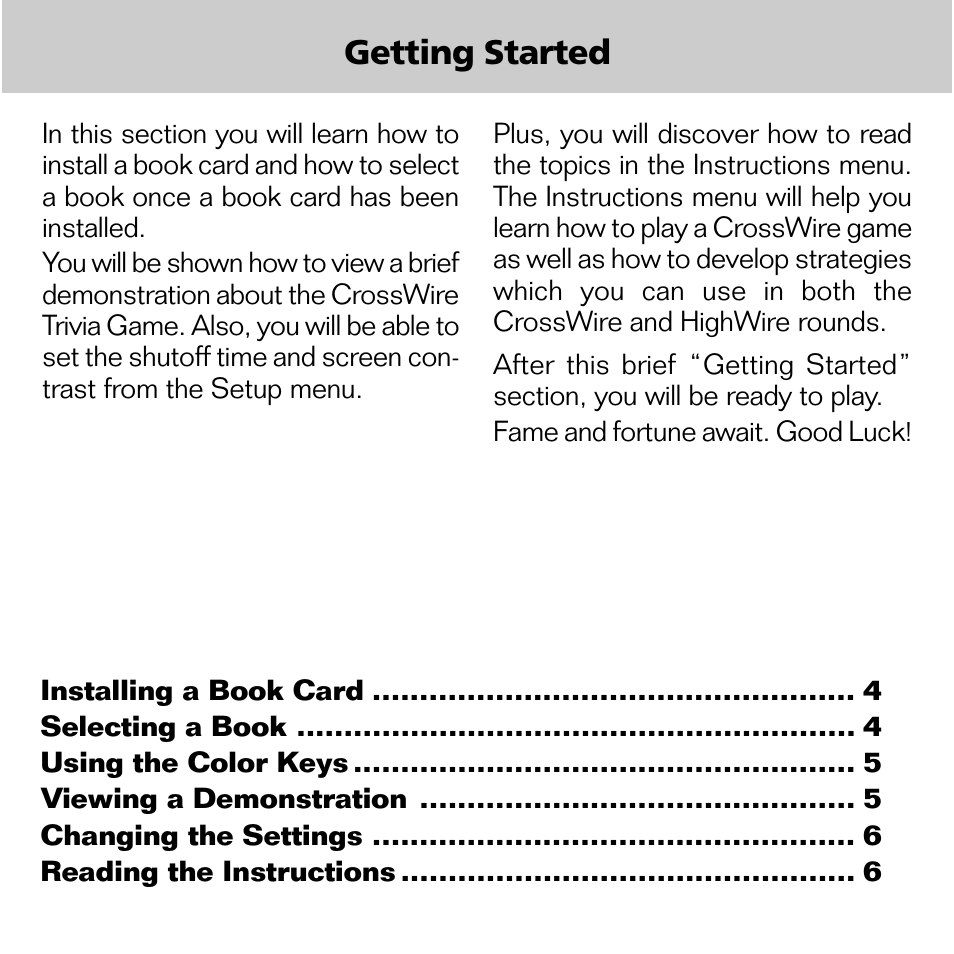 Getting started | Franklin XGT-2043 User Manual | Page 5 / 24