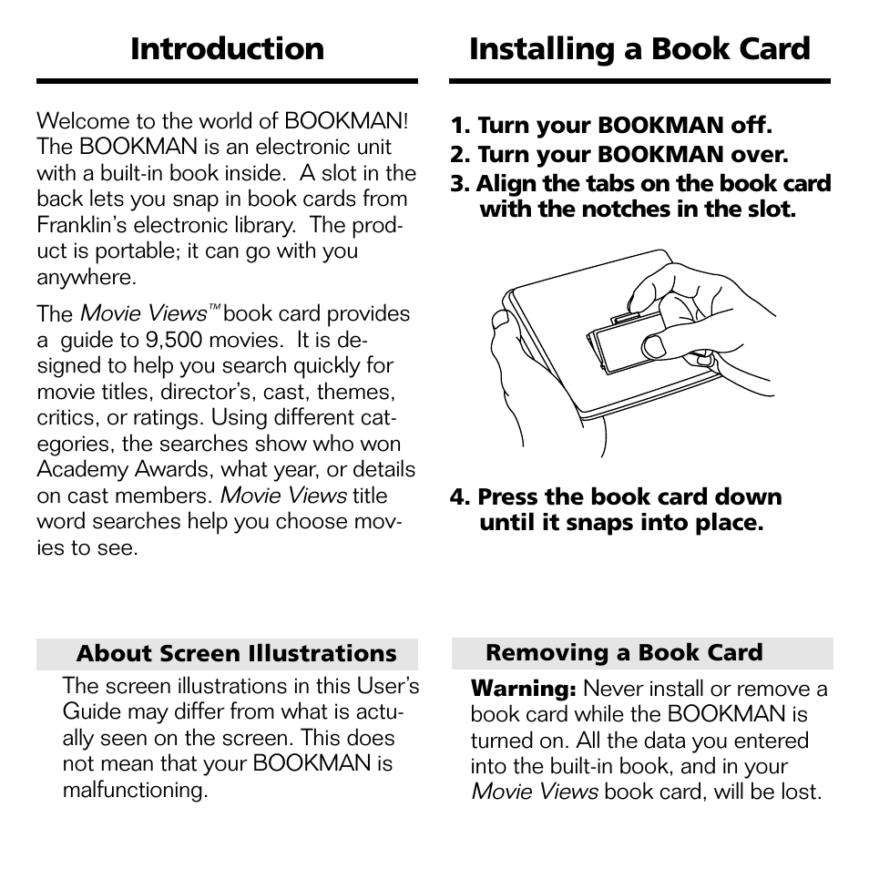 Installing a book card introduction | Franklin FLX-2074 User Manual | Page 5 / 19