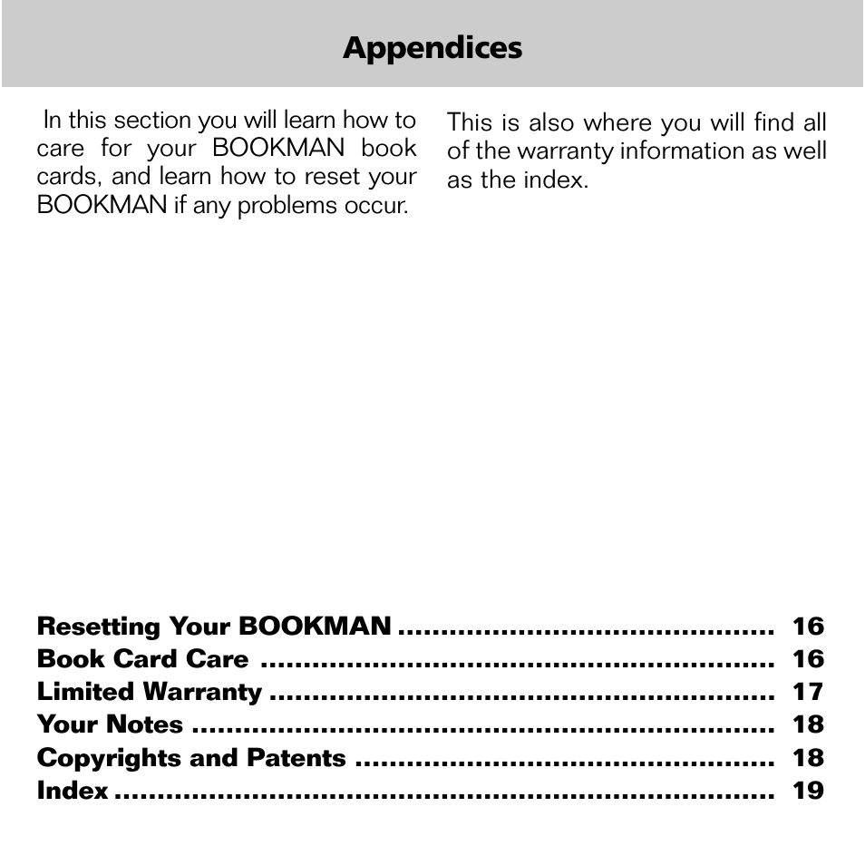 Appendices | Franklin XST-2051 User Manual | Page 17 / 24