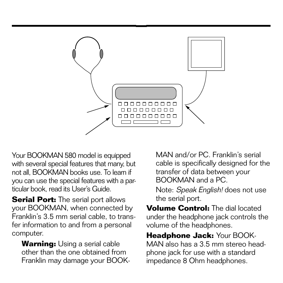 About the special features | Franklin SPEAK ENGLISH! ESL-580 User Manual | Page 5 / 20