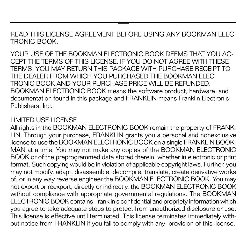 License agreement | Franklin DMM-440 User Manual | Page 2 / 20