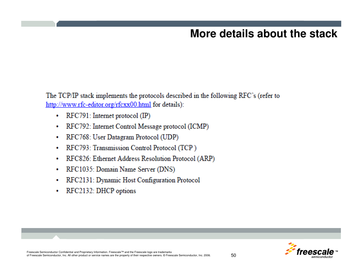 More details about the stack | Freescale Semiconductor TWR-MCF52259-Ethenet User Manual | Page 51 / 166