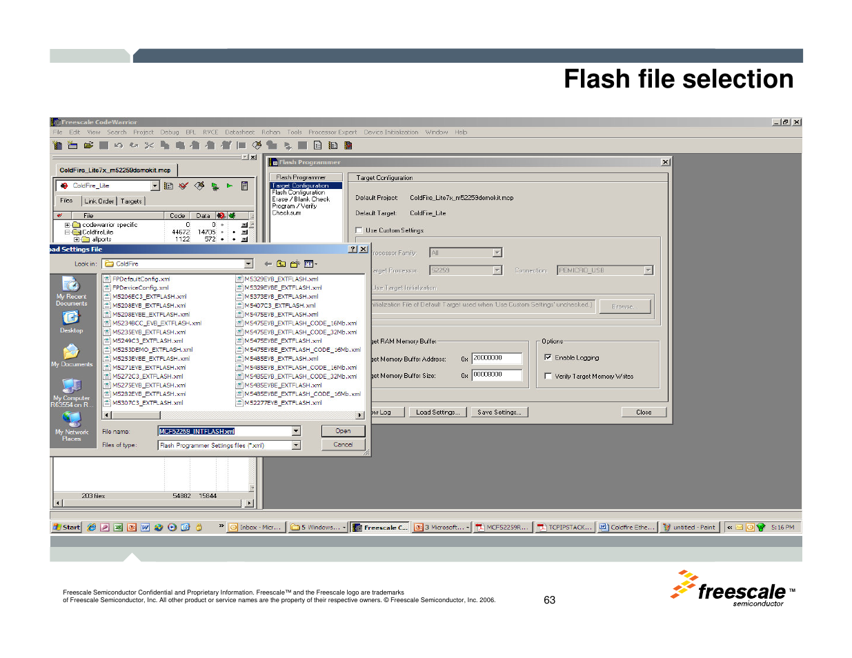 Flash file selection | Freescale Semiconductor TWR-MCF52259-Ethenet User Manual | Page 64 / 166
