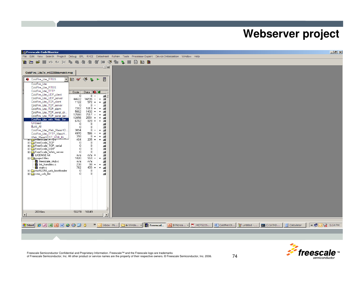 Webserver project | Freescale Semiconductor TWR-MCF52259-Ethenet User Manual | Page 75 / 166