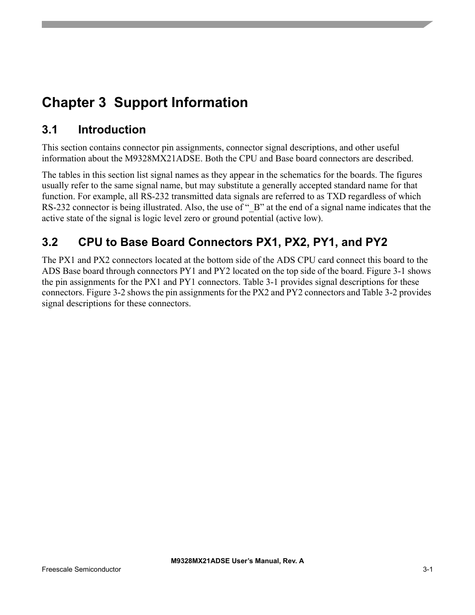 Chapter 3 support information, 1 introduction, Introduction -1 | Freescale Semiconductor M9328MX21ADSE User Manual | Page 29 / 64