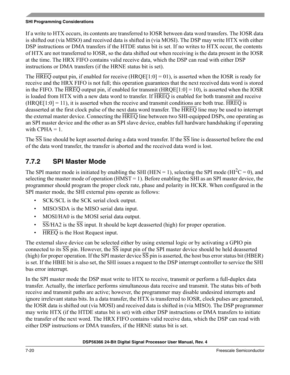2 spi master mode, Spi master mode -20 | Freescale Semiconductor DSP56366 User Manual | Page 144 / 366