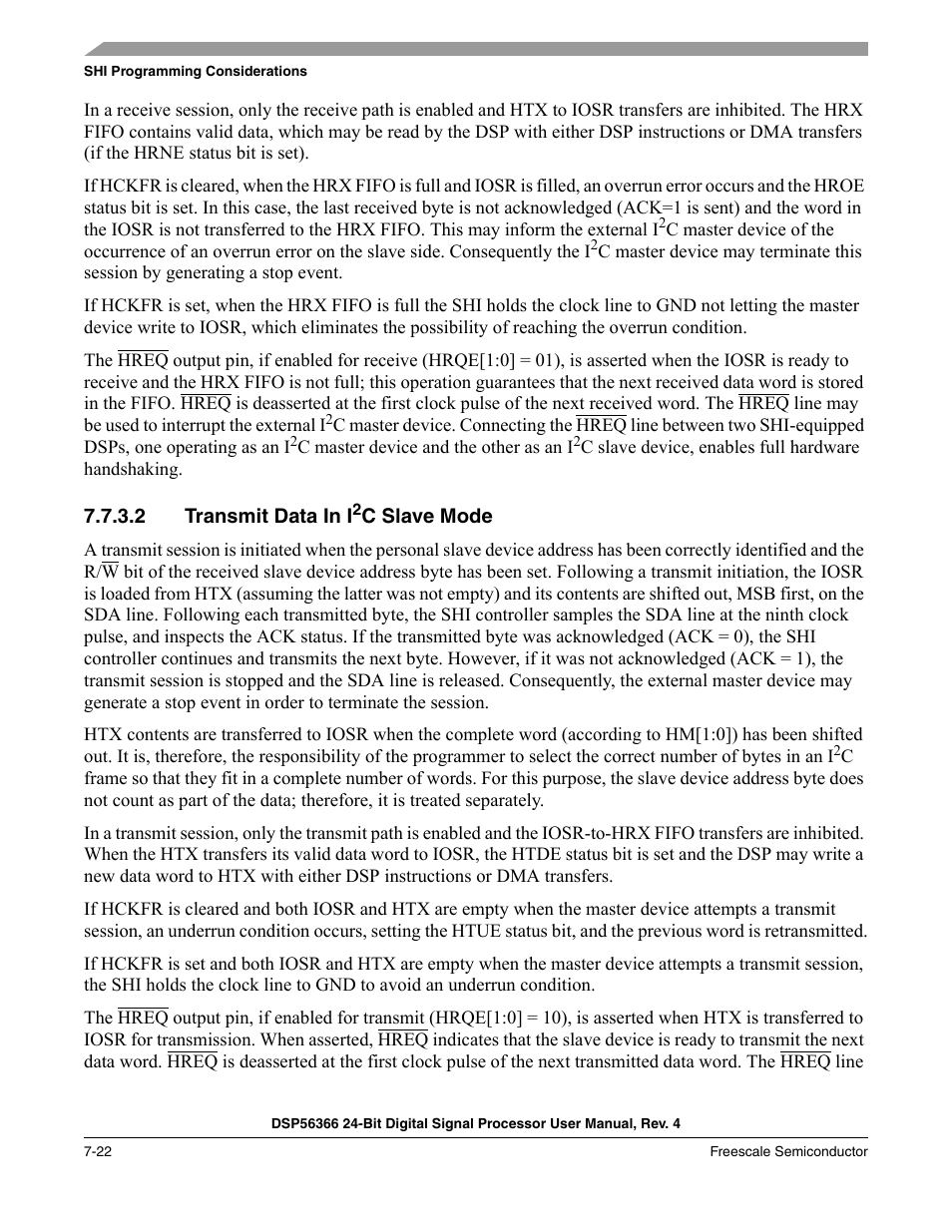 2 transmit data in i2c slave mode, Transmit data in i | Freescale Semiconductor DSP56366 User Manual | Page 146 / 366