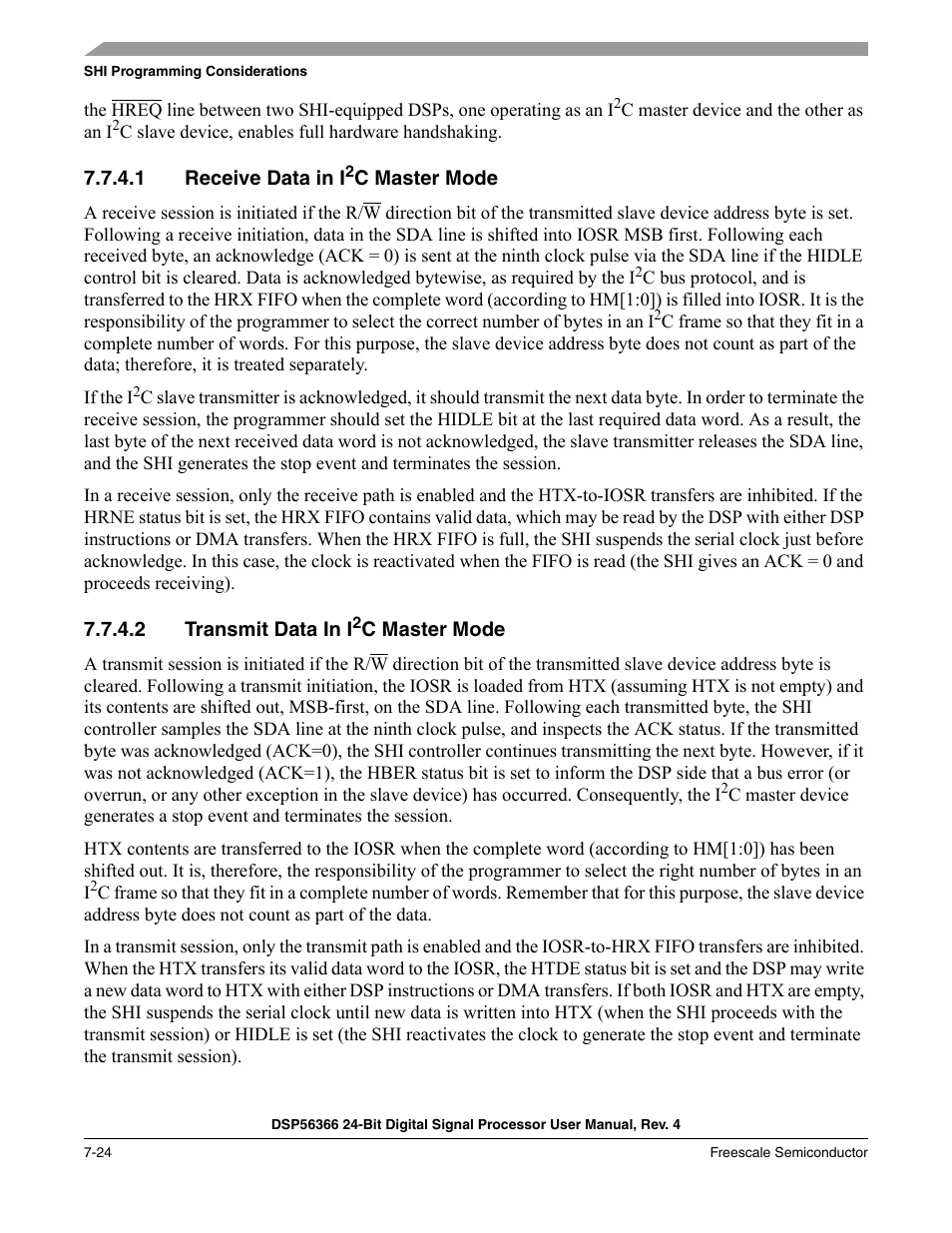 1 receive data in i2c master mode, 2 transmit data in i2c master mode, Receive data in i | Transmit data in i | Freescale Semiconductor DSP56366 User Manual | Page 148 / 366