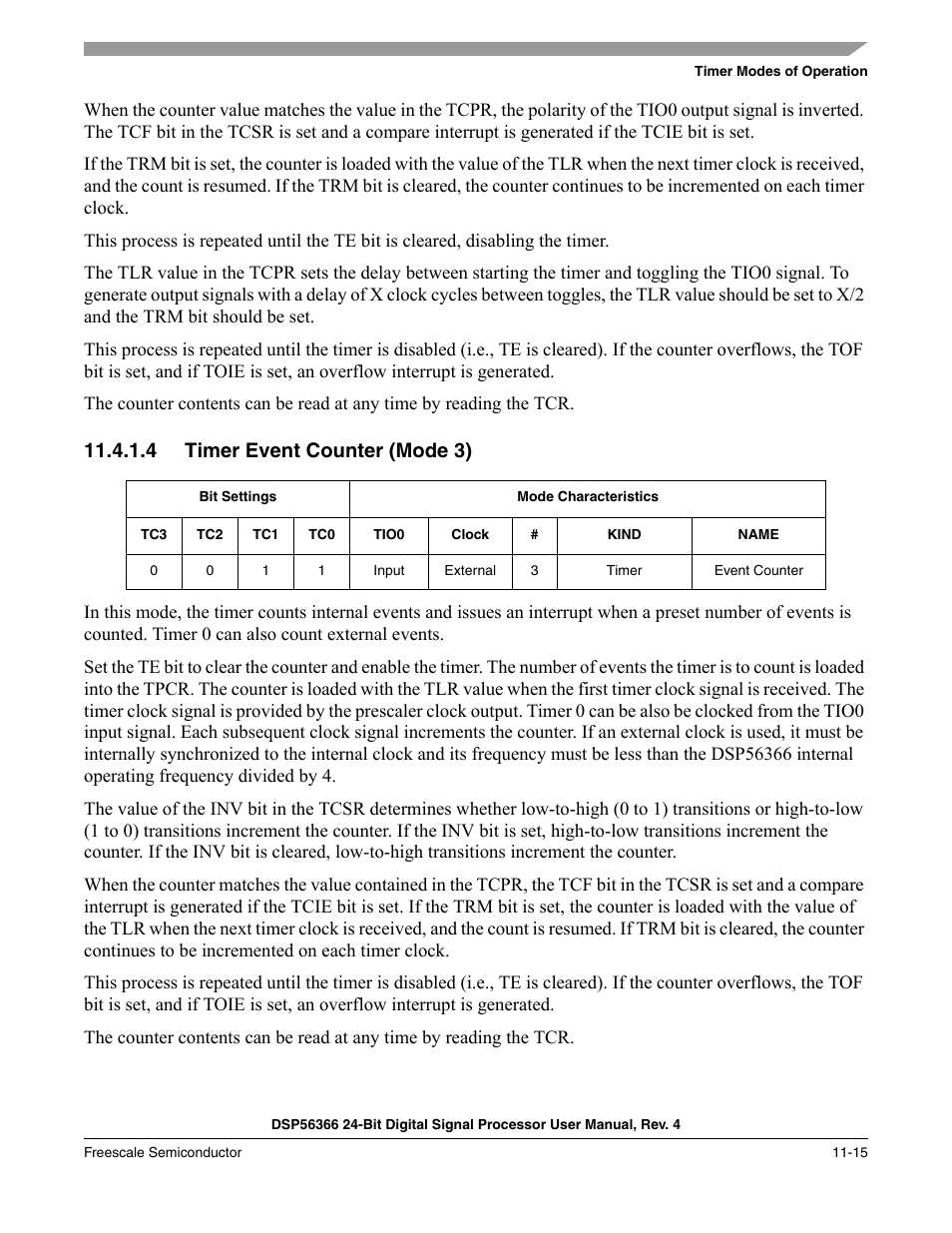 4 timer event counter (mode 3), Timer event counter (mode 3) -15 | Freescale Semiconductor DSP56366 User Manual | Page 245 / 366