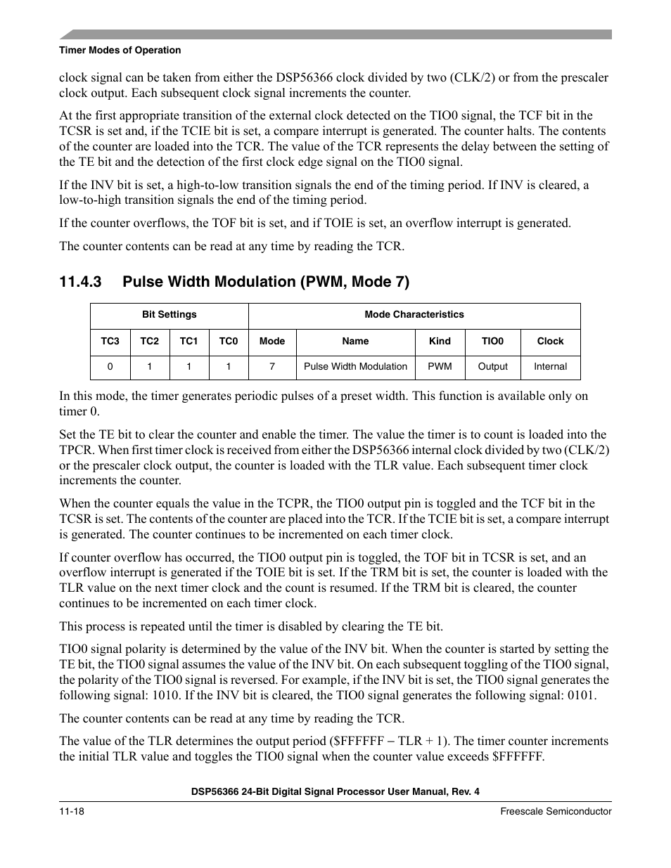 3 pulse width modulation (pwm, mode 7), Pulse width modulation (pwm, mode 7) -18 | Freescale Semiconductor DSP56366 User Manual | Page 248 / 366