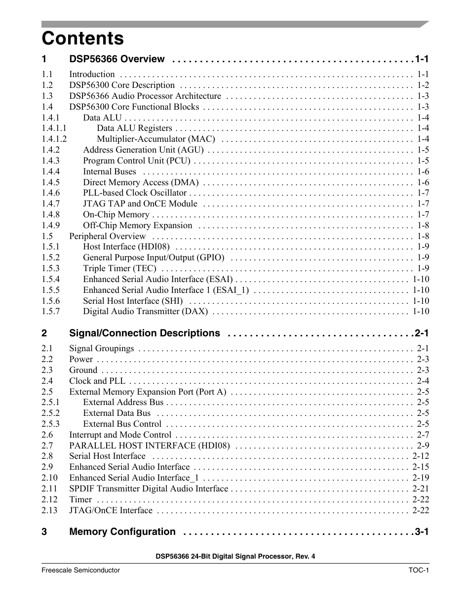 Freescale Semiconductor DSP56366 User Manual | Page 3 / 366