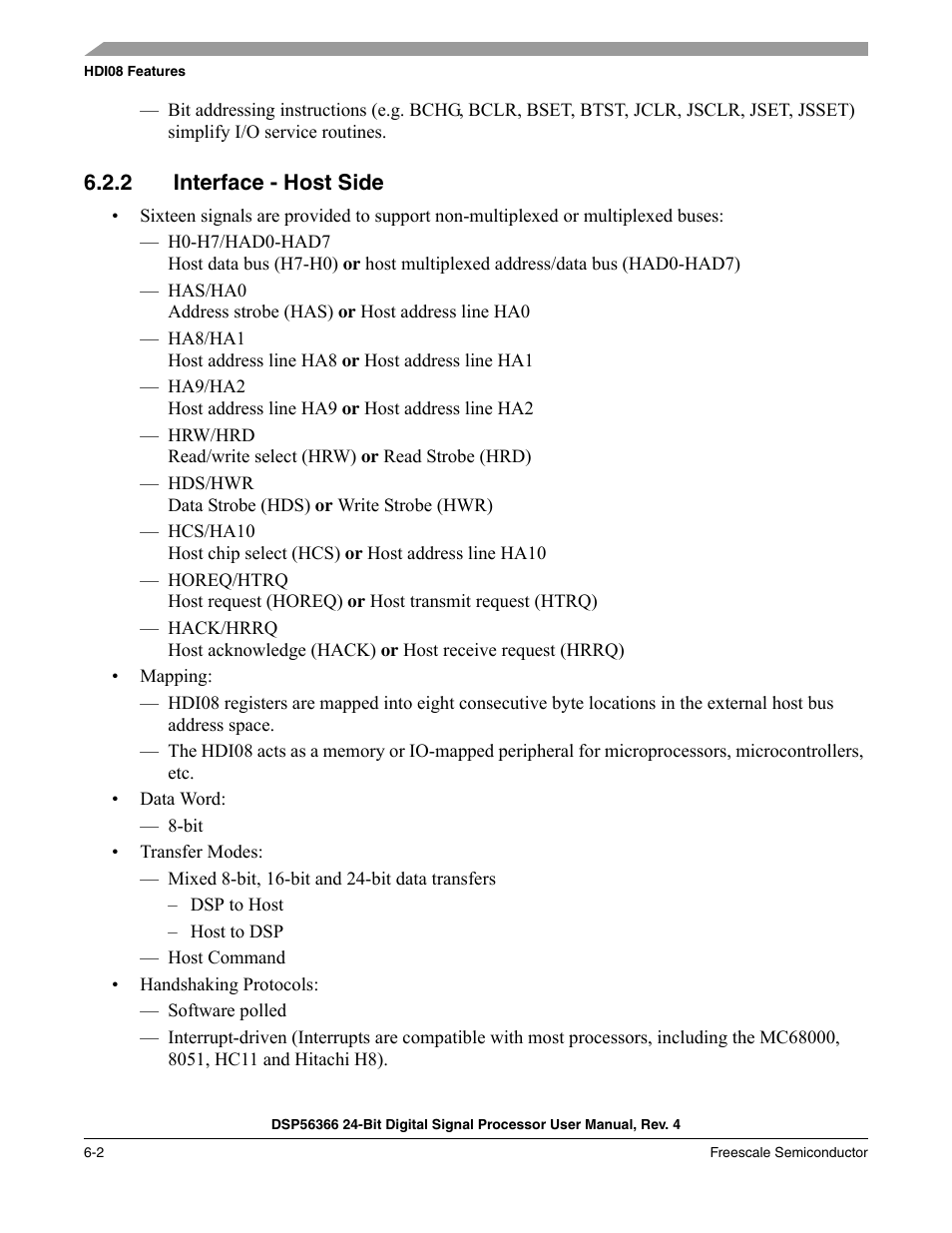 2 interface - host side, Interface - host side -2 | Freescale Semiconductor DSP56366 User Manual | Page 96 / 366