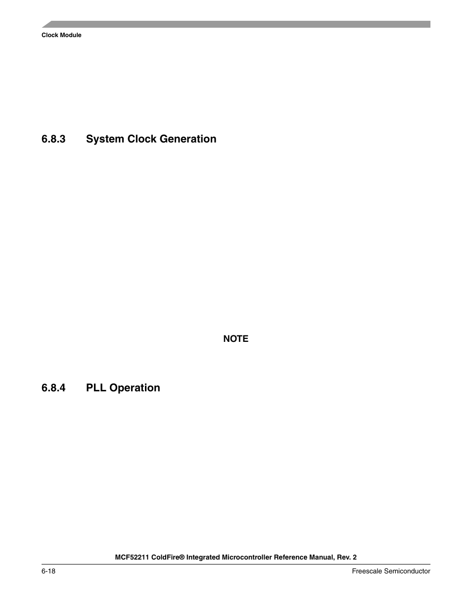 3 system clock generation, 4 pll operation, System clock generation -18 | Pll operation -18 | Freescale Semiconductor ColdFire MCF52210 User Manual | Page 112 / 576