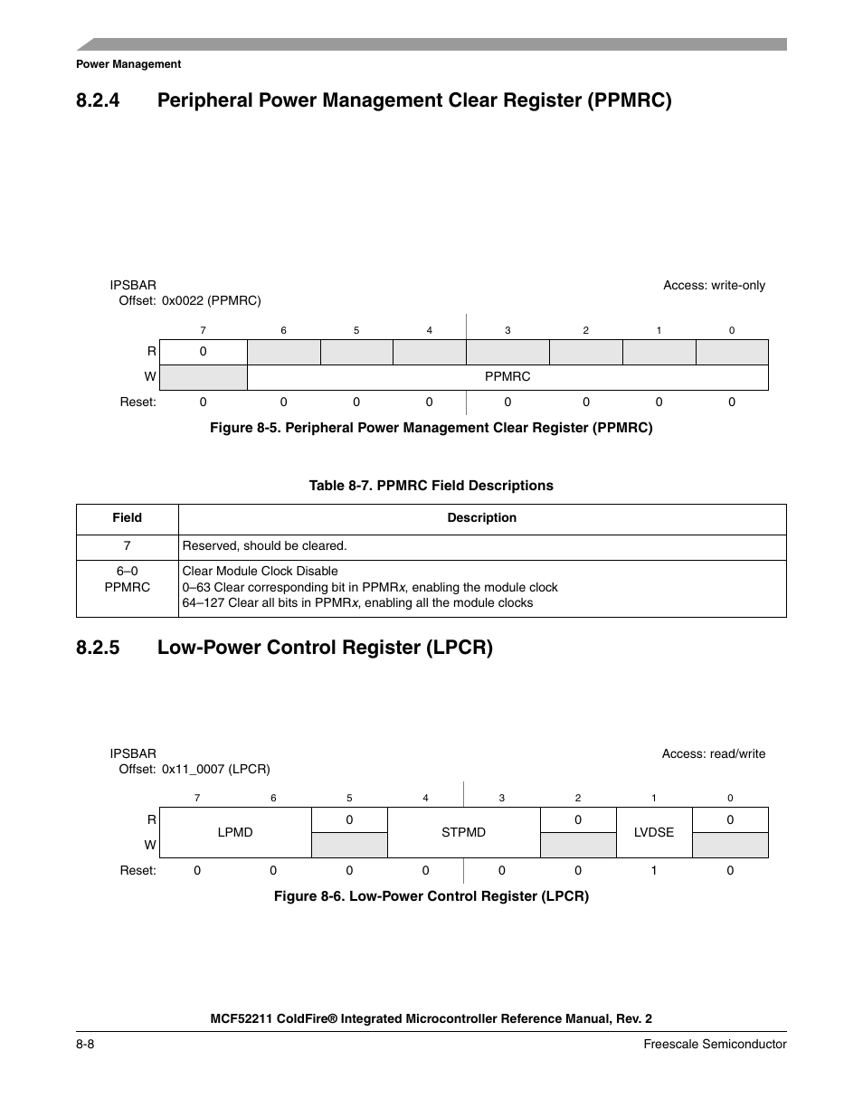 5 low-power control register (lpcr), Low-power control register (lpcr) -8 | Freescale Semiconductor ColdFire MCF52210 User Manual | Page 136 / 576