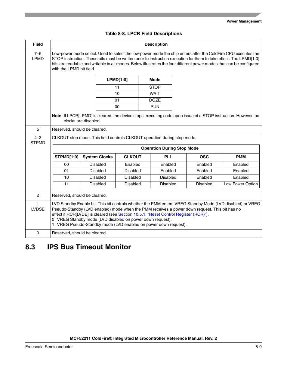 3 ips bus timeout monitor, Ips bus timeout monitor -9 | Freescale Semiconductor ColdFire MCF52210 User Manual | Page 137 / 576