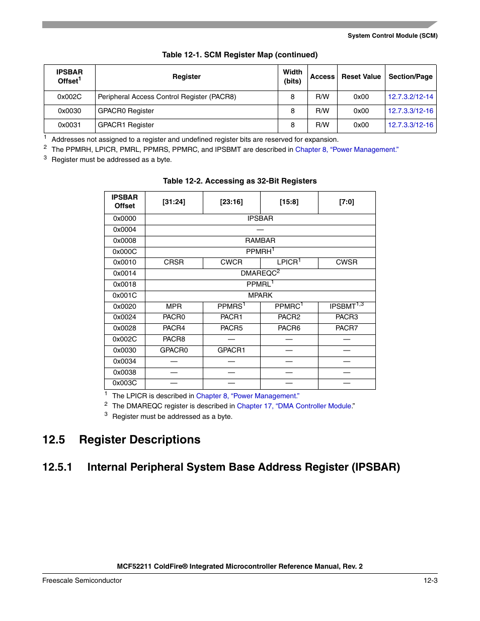5 register descriptions, 5 register descriptions -3 | Freescale Semiconductor ColdFire MCF52210 User Manual | Page 179 / 576