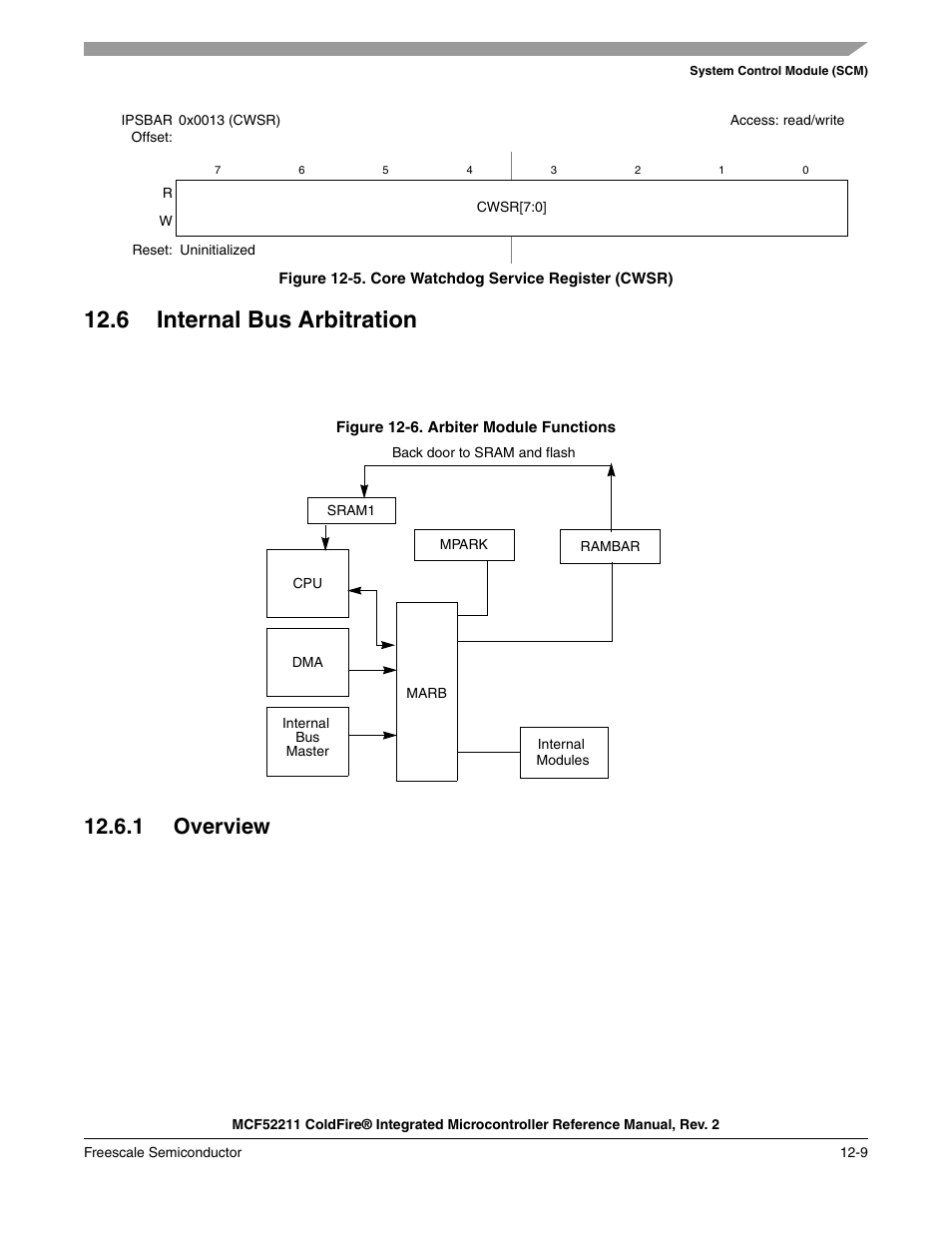 6 internal bus arbitration, 1 overview, 6 internal bus arbitration -9 | 1 overview -9 | Freescale Semiconductor ColdFire MCF52210 User Manual | Page 185 / 576