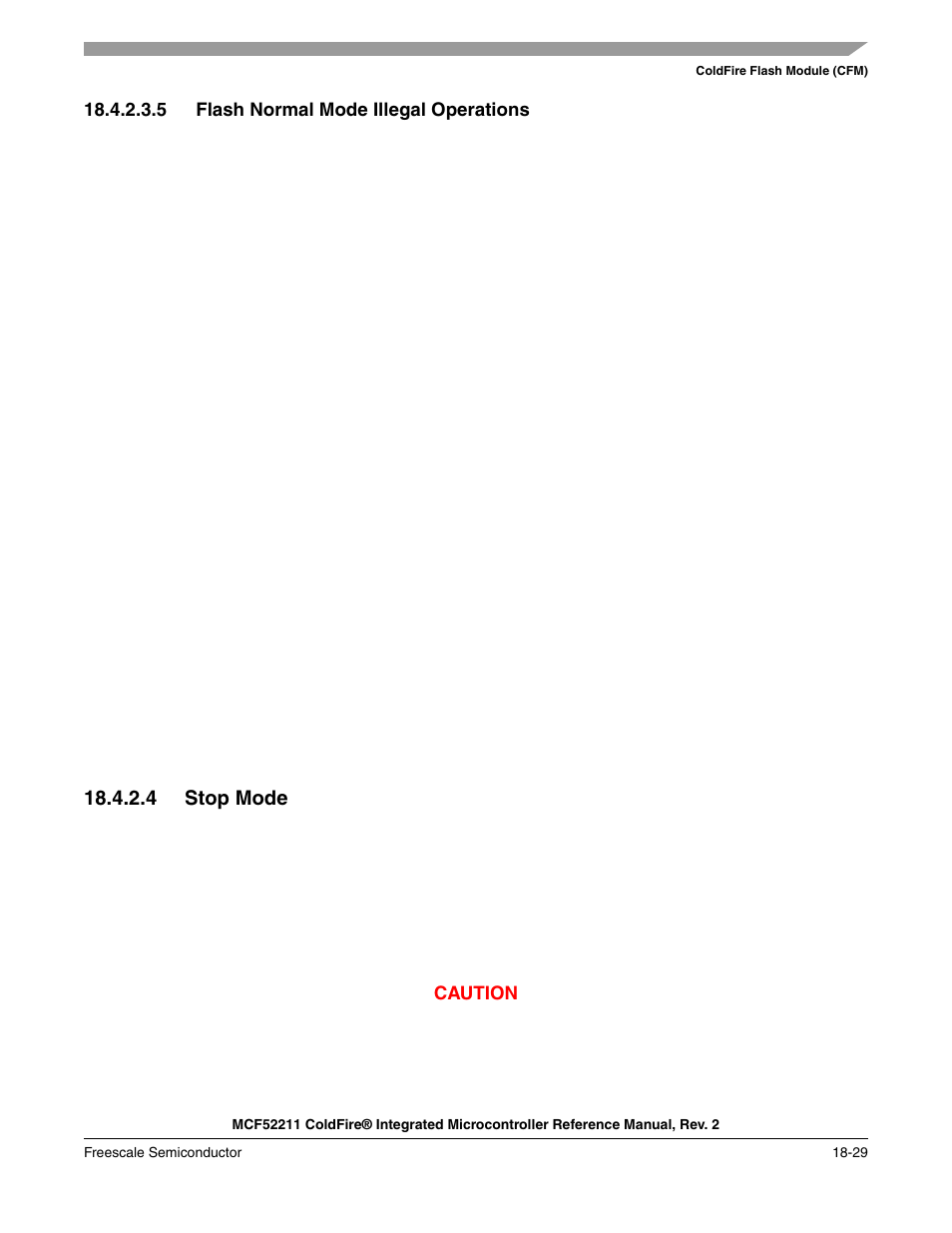Op mode, Section 18.4.2.4, “stop mode | Freescale Semiconductor ColdFire MCF52210 User Manual | Page 319 / 576