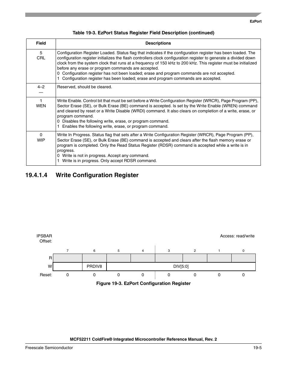 4 write configuration register | Freescale Semiconductor ColdFire MCF52210 User Manual | Page 327 / 576