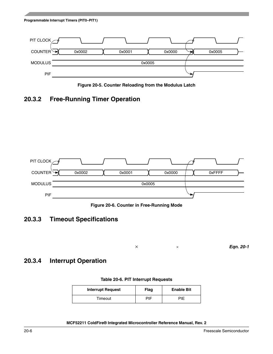 2 free-running timer operation, 3 timeout specifications, 4 interrupt operation | Freescale Semiconductor ColdFire MCF52210 User Manual | Page 336 / 576