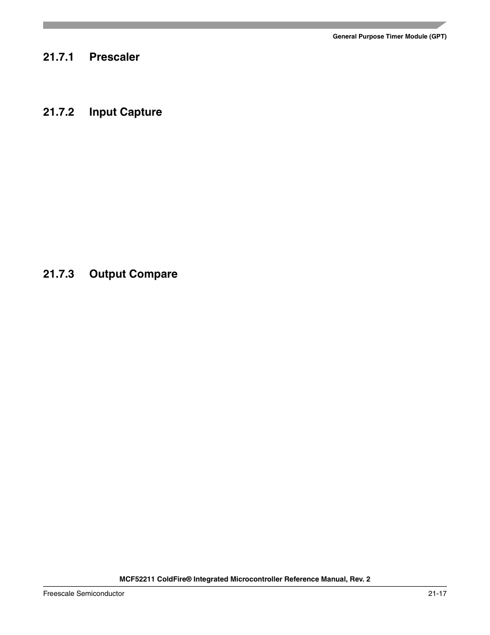 1 prescaler, 2 input capture, 3 output compare | Freescale Semiconductor ColdFire MCF52210 User Manual | Page 355 / 576