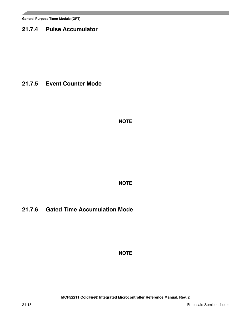 4 pulse accumulator, 5 event counter mode, 6 gated time accumulation mode | Freescale Semiconductor ColdFire MCF52210 User Manual | Page 356 / 576