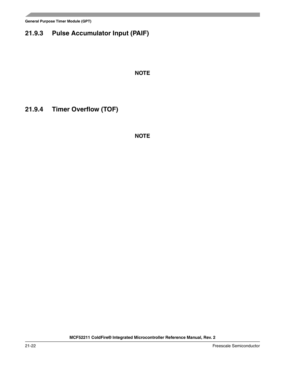 3 pulse accumulator input (paif), 4 timer overflow (tof) | Freescale Semiconductor ColdFire MCF52210 User Manual | Page 360 / 576