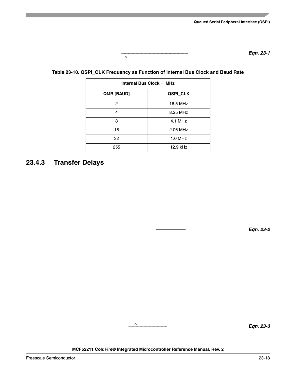 3 transfer delays, 3 transfer delays -13, On. see | Section 23.4.3, “transfer delays | Freescale Semiconductor ColdFire MCF52210 User Manual | Page 383 / 576
